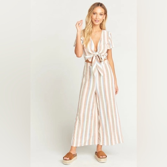 Show Me Your Mumu Val Striped Jumpsuit Shoreburt - Picture 1 of 12